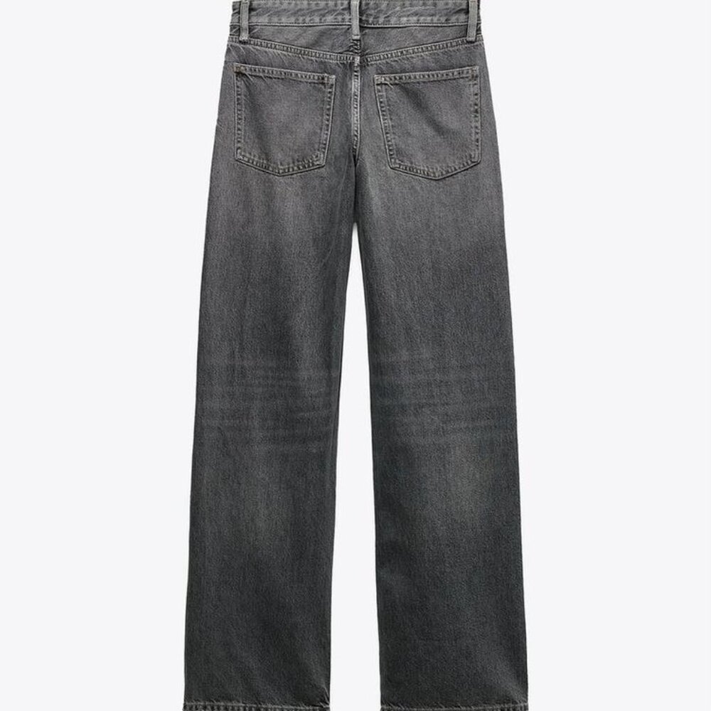 TRF MID-RISE WIDE LEG JEANS ANTHRACITE GREY